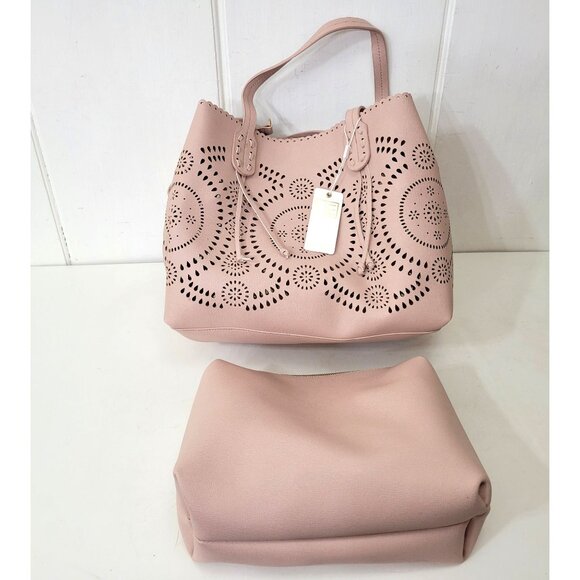 Urban Expressions Vegan Leather Rose Water Laser Cut Tote Purse NWT - Picture 3 of 9